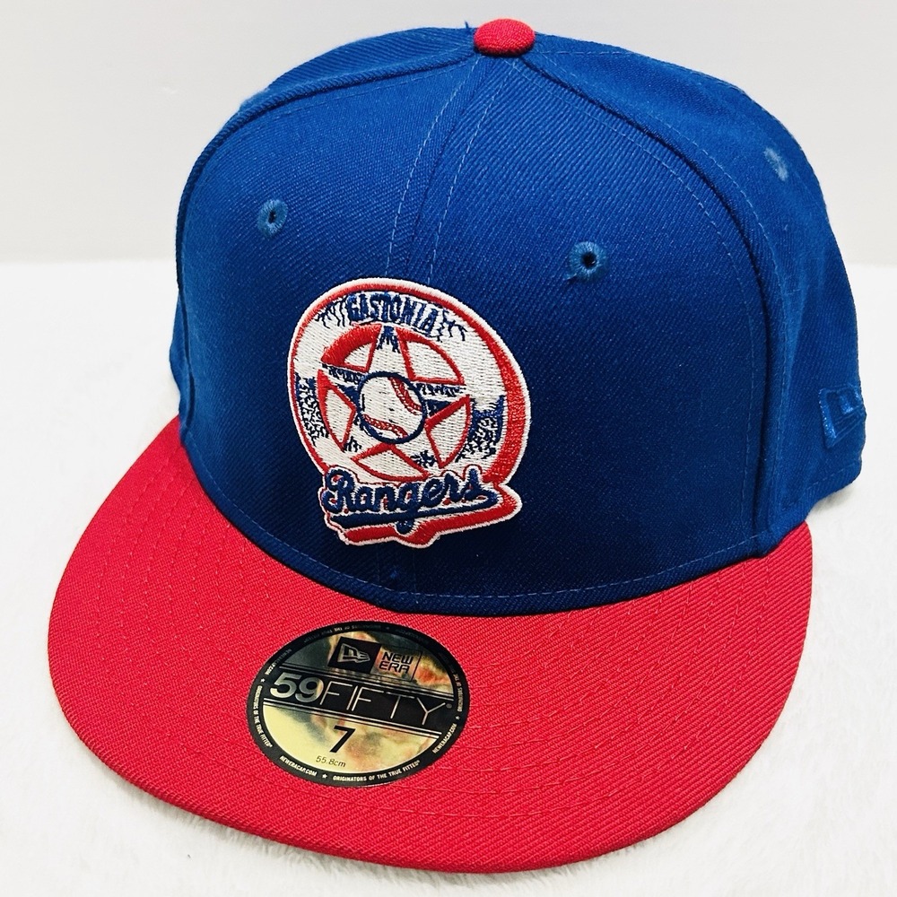 New Era Gastonia Rangers Team Logo‎ MiLB 59FIFTY Fitted Hat Sz 7 Blue Baseball